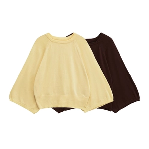 Pull En Maille Pour Femmes Manches Longues Col Rond Épaules Tombantes Coupe Ample Manches Chauve-souris Décontracté Élégant Polyester