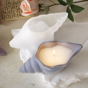 Stampo in silicone a conchiglia con candela grigia per artigianato fai-da-te