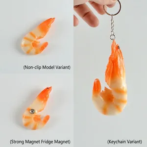 Realistic cooked shrimp model in standalone, magnet, and keychain styles for decoration