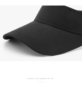 Detail shot of black twill cotton visor with precise multi-row stitching quality