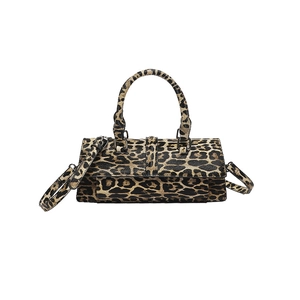 Chic leopard print small square crossbody bag with top handle and detachable strap
