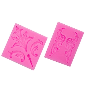 Pink silicone fondant cake lace mold with vintage European floral pattern for decoration