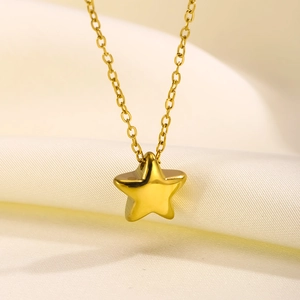 Minimalist 18K gold plated stainless steel necklace with a polished star pendant