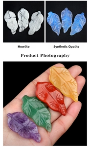 Detailed carved stone leaf charms in howlite and opalite for DIY jewelry making