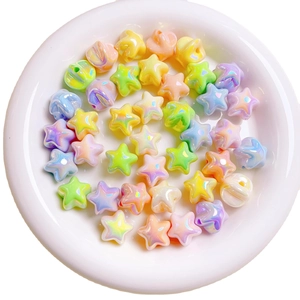 Mix of colorful iridescent macaron star acrylic beads for DIY jewelry and crafts