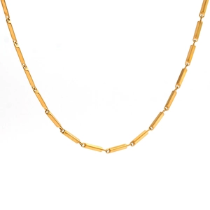 Elegante collana in acciaio inossidabile dorato con maglie geometriche per uomo e donna