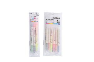 Dual-tip highlighters set in 3 and 6 piece packs with assorted vibrant ink colors