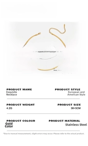 Detail of 4mm gold-plated stainless steel snake chain showing 38+5cm length and texture