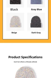 Detail of color options for women's winter warm jacquard knitted beanie in four colors
