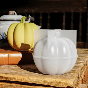 Translucent pumpkin silicone mold for DIY resin candles and Halloween home decorations