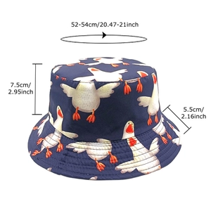 Chapeau de soleil bleu marine pour enfants avec motif pingouin et détails des mesures