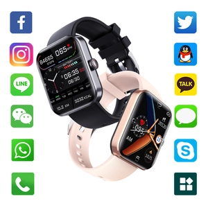 F57L Smartwatch tracking blood glucose, heart rate and fitness in black and pink