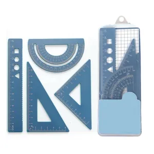 Aluminum Alloy Drawing Ruler Math Geometry Drafting Tool Kit With Straight Ruler Triangle Protractor Student School Office