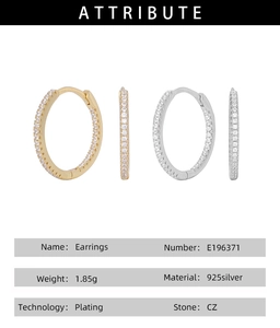 Spécifications détaillées des boucles d'oreilles en argent 925 avec zircons cubiques