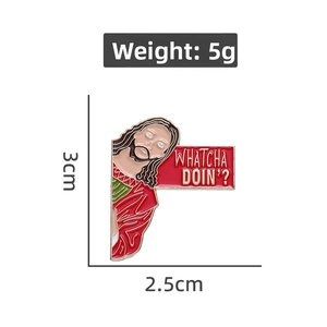 Detailed view of enamel pin featuring Jesus design with size 3cm and weight 5g dimensions