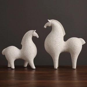 Abstract Paard Standbeeld Hars Beeldje Modern Minimalistisch Tafelornament Huis Kantoor Decor Gezandstraald Mat Oppervlak Wit