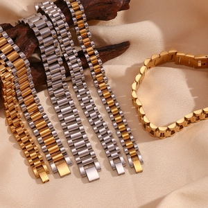 Stainless Steel Watch Band Bracelet Gold Plated President Link Minimalist Fashion Luxury Jewelry For Women