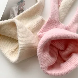 Cute bunny ear knit beanie in soft rabbit hair blend for winter warmth and comfort