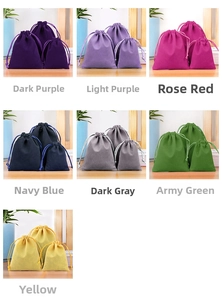 Detailed set of velvet drawstring jewelry bags in seven colors and three sizes