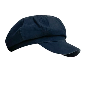 Classic dark blue cotton linen octagonal newsboy cap with minimalist vintage design