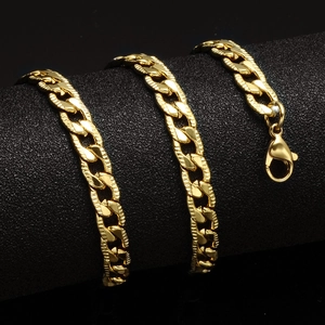 Herren Edelstahl Panzerkette Gold Beschichtet Geprägt Figaro Kette Hip Hop Stil Schmuck Accessoire
