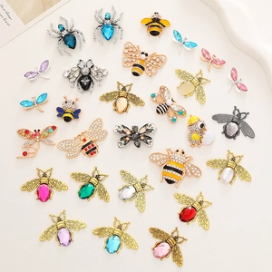 DIY Alloy Insect Charms Rhinestone Enamel For Jewelry Making Bee Dragonfly Spider Shapes Shoe Phone Case Decor