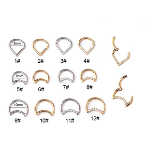 Anneau De Nez Boucle D'oreille Cartilage Acier Inoxydable Cuivre Zircon Clicker Charnière Lune Forme Goutte D'eau Bijoux Piercing