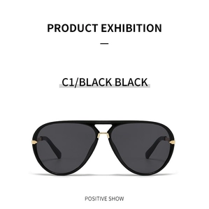 Klassische schwarze Piloten-Sonnenbrille für Damen und Herren im Retro-Oversized-Stil.
