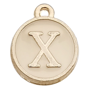 Letter X pendant with gold border and cream enamel finish for DIY jewelry