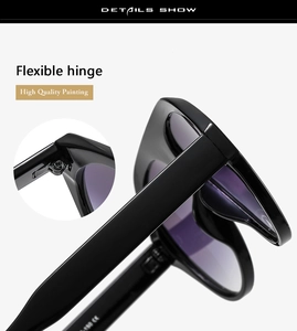 Détail macro de la charnière flexible et de la finition brillante sur lunettes de soleil