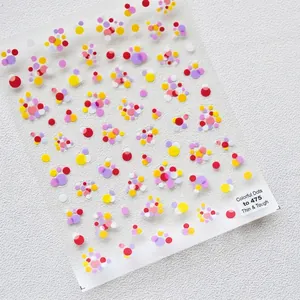 Colorful polka dot nail art stickers TO-475 with thin flexible texture for DIY manicure