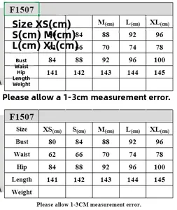 Detailed size chart for black sequin tube dress showing bust waist and hip measurements