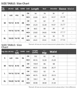 Detailed size chart for Y2K sporty zip T-shirt and yoga pants set in US/UK/EU measurements