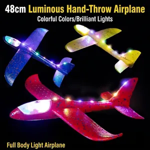 Aviones de espuma LED de 48 cm para niños, juguetes luminosos de vuelo manual libre