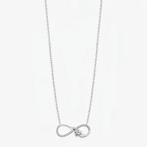 Infinity Heart Necklace 925 Sterling Silver With Cubic Zirconia Elegant Romantic Jewelry Gift For Women