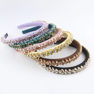 Baroque Colorful Rhinestone Headband Handmade Padded Satin Hair Hoop Fashion Party Accessories For Women Girls