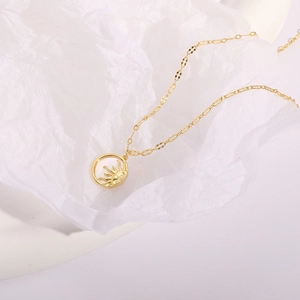 14K gold plated sun and moon necklace for women with mother of pearl inlay star pendant