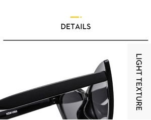 Detailed macro view showing high-quality hinge and light texture of black cat eye sunglasses