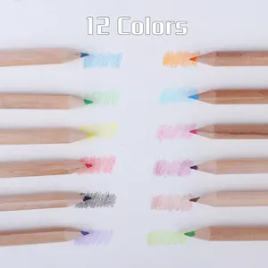 12-color natural wood colored pencils set for drawing with vibrant pigment strokes