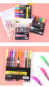 12 Colors Neon Highlighter Gel Pens Set Colorful Drawing Pens for Kids School Stationery
