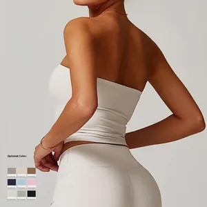 Ensemble de sport femme avec bandeau crème et legging taille haute en 9 couleurs