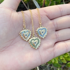 Heart Pendant Necklace Stainless Steel Evil Eye Zircon Rhinestone Gold Plated Clavicle Chain Jewelry For Women