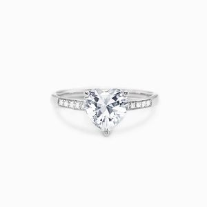 Detailed view of heart-cut pink zircon ring in S925 sterling silver setting