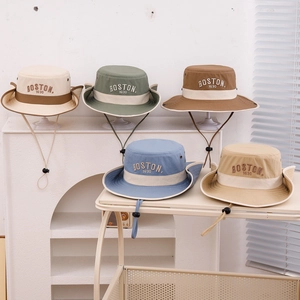 Kids quick-dry outdoor bucket hats with Boston embroidery in five assorted colors