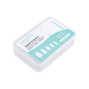 Thin almond-shaped seamless false nails extension kit in a white storage box