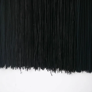 Elegant black fringe trim with dense velvet tassels for fashion garment decoration