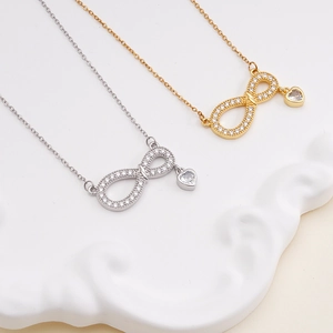 Infinity heart necklaces in gold and silver finish with sparkling zircon stones