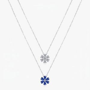 Flower Pendant Necklace 925 Sterling Silver Sparkly Cubic Zirconia Elegant Clavicle Cross Chain Jewelry For Women