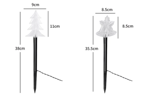 Detailed size chart for Christmas tree and bell solar outdoor garden stake LED lights
