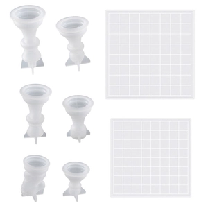 Kit de moules en silicone pour échecs 3D en résine avec pièces et motifs d échiquier